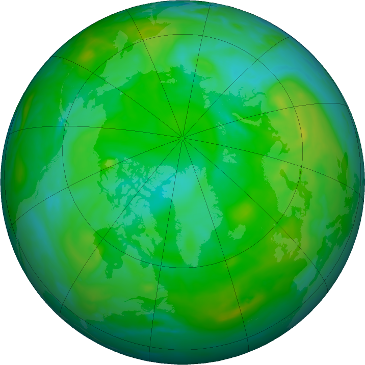 Arctic ozone map for 07 August 2019